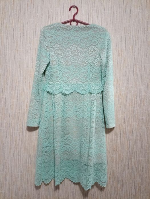 Нарядна сукня, гіпюр стрейчевий, колір тіфані, розмір 42