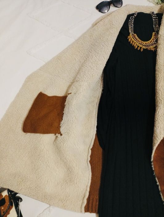 Casaco camurça e lã