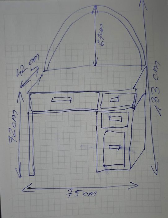 Toaletka z lustrem i krzesełkiem  ratanowa