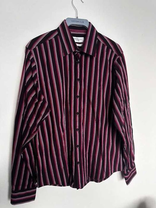 Yves Saint Laurent YSL Koszula Vintage 90s Premium 100% Bawełna Paski Logo Rzadki Model