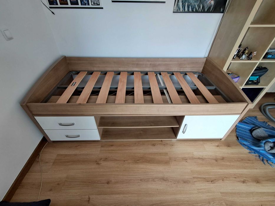 Cama Solteiro/Criança com Arrumação + Estrado + Colchão
