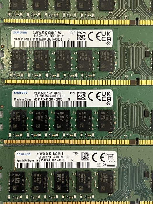 pamięć RAM Samsung 16 GB DDR4 2400 MHz ECC UDIMM 6 sztuk