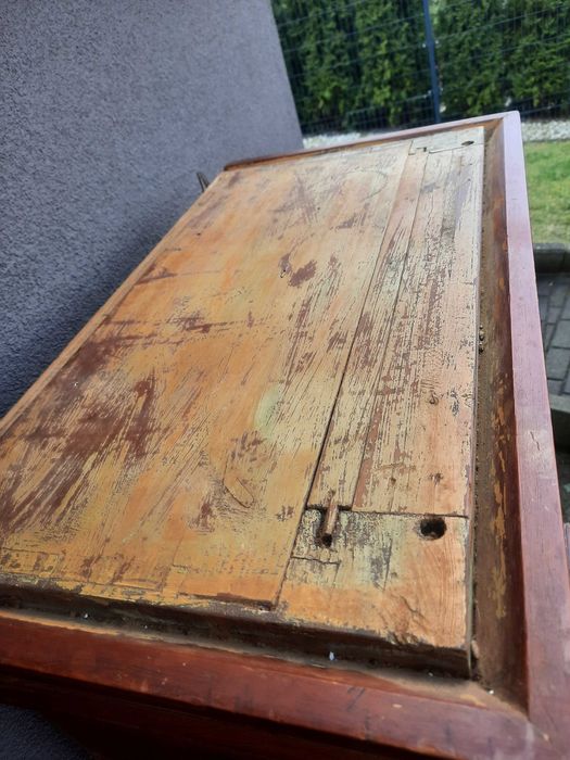 Stara szafka wisząca apteczka zielone gięte szkło D032