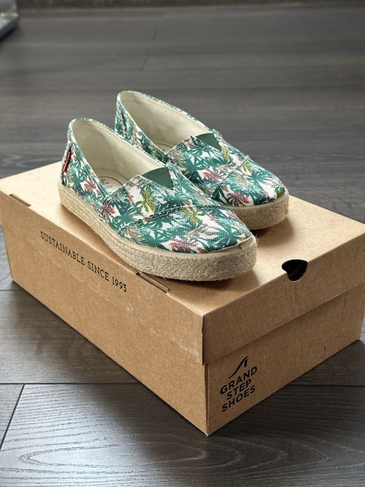 Zielone espadryle w palmy Grand Step Shoes 37