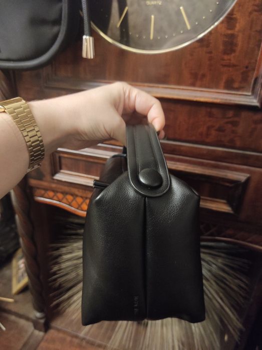 Сумка міні the row сумочка мини Bag in Leather Black шкіряна чорна