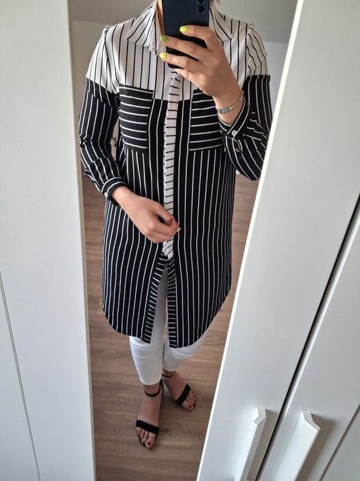Długa koszula elegancka tunika do pracy biura itp