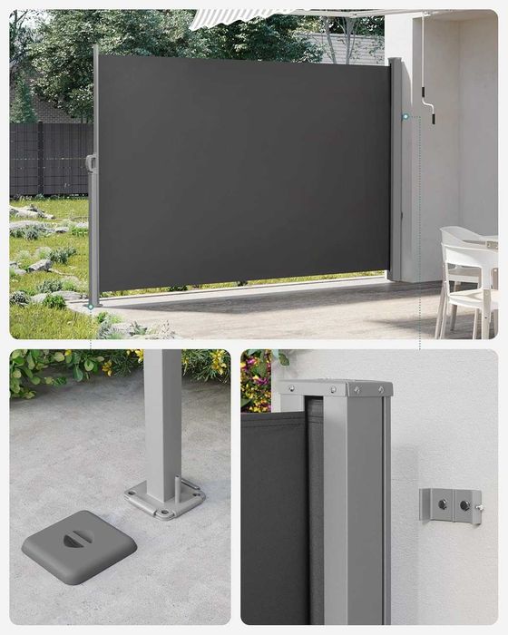 Markiza boczna tarasowa, roleta przeciwsłoneczna 200x400 pełny zestaw