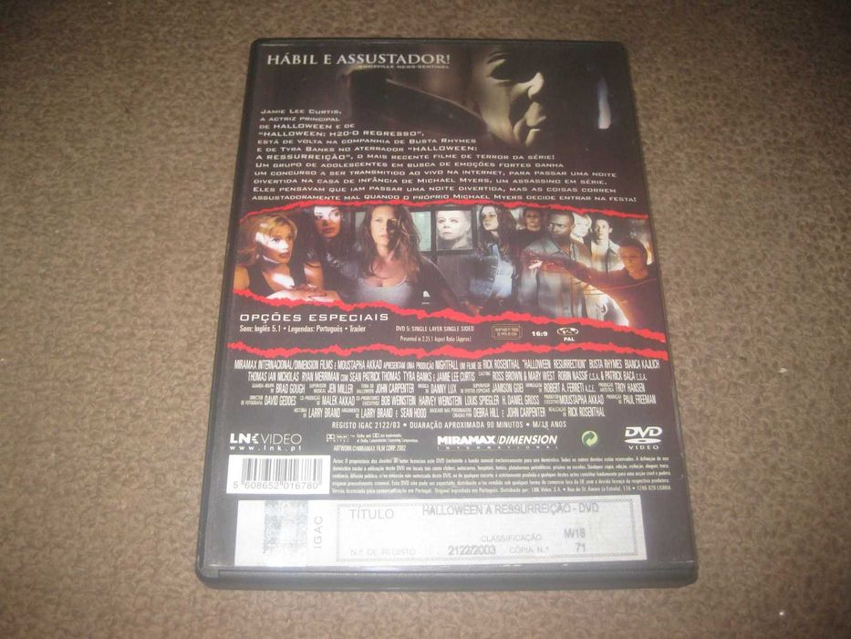 DVD "Halloween: A Ressurreição" com Jamie Lee Curtis/Raro!