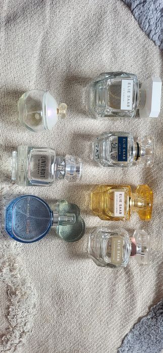 Pusty flakon po perfumach do dekoracji  Elie Saab Givenchy Cacharel Ariana Grande 7 sztuk