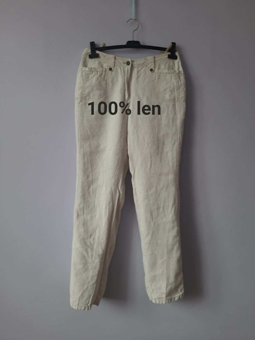 Spodnie lniane, jasny beż