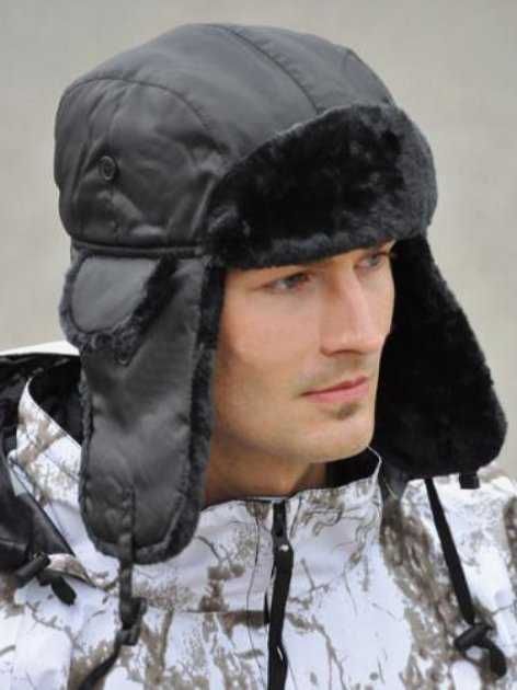 шапка вушанка Mil-Tec MA1 - чорна 12105002