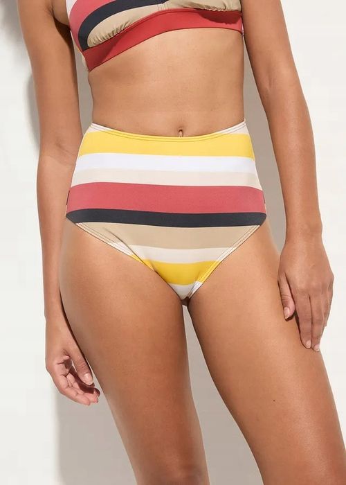 B.P.C. figi bikini kąpielowe wysoka talia w paski kolorowa ^44