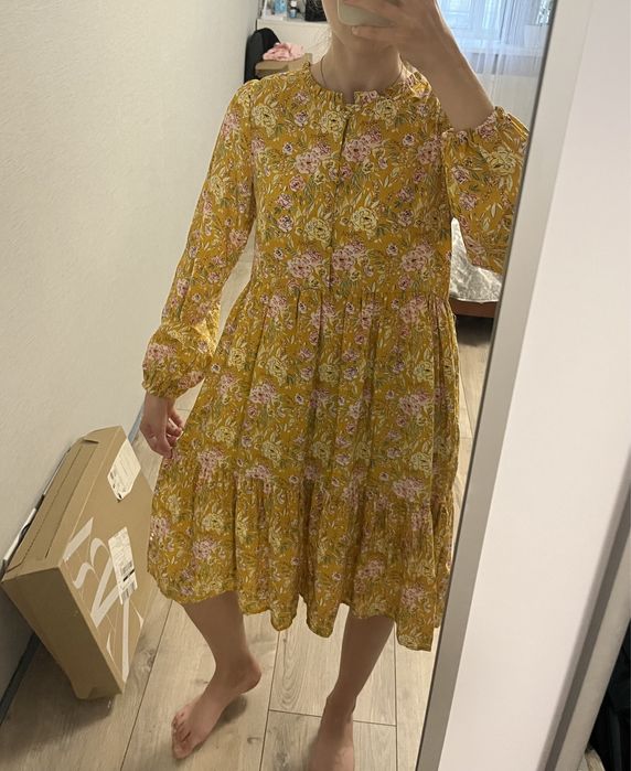 Нове Плаття жовте з квіточками xs