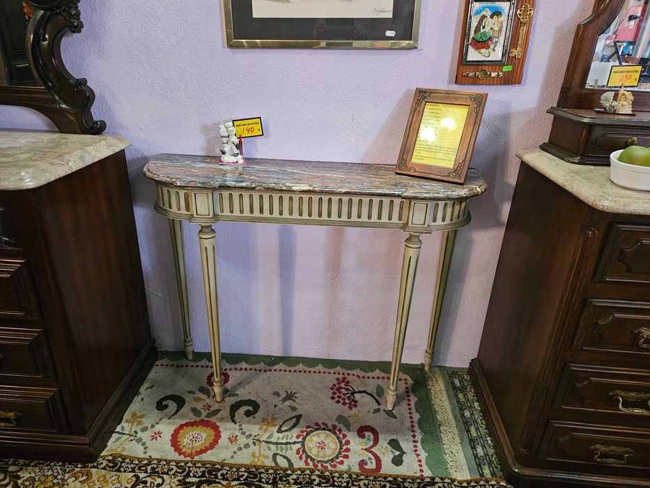 Consola em madeira e pedra - Bom estado geral