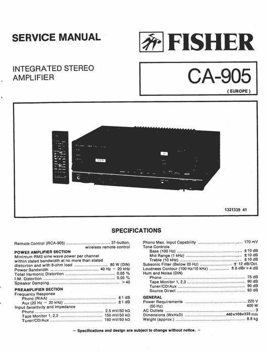 Інтегральний підсилювач звуку Fisher CA-905
