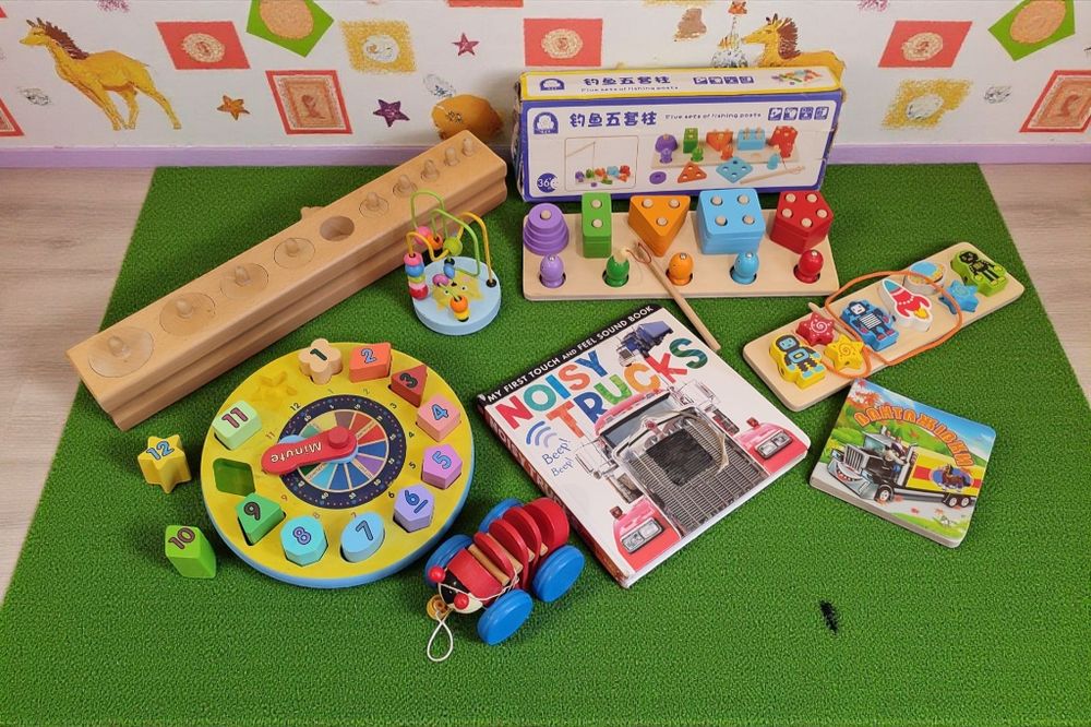 Дерев'яні Монтессорі шнурівка піраміда геометрика вкладка Сортер