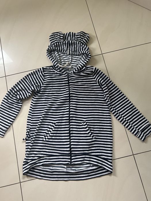 Mouse in A house unikatowa bluza welur paski uszka 140/146