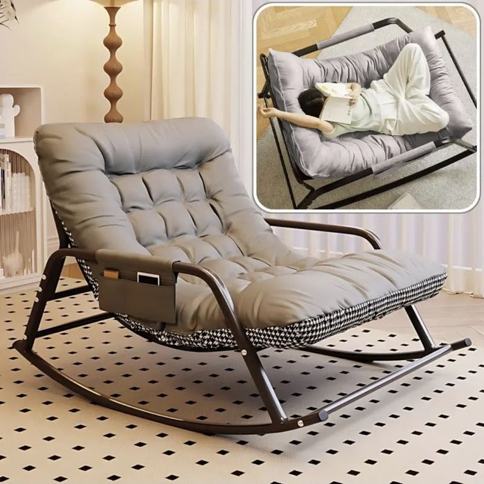 Крісло-гойдалка-ліжко KRK  регульоване, сіре 80×92×58 см.