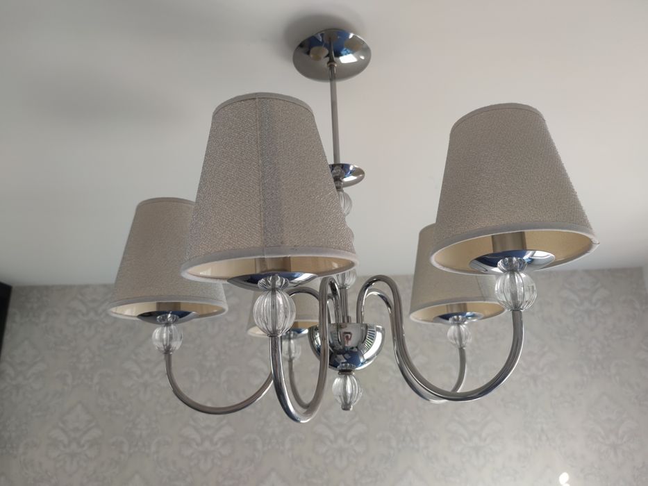 Żyrandol Emmanuelle chrom E14 Alfa, w stylu glamour