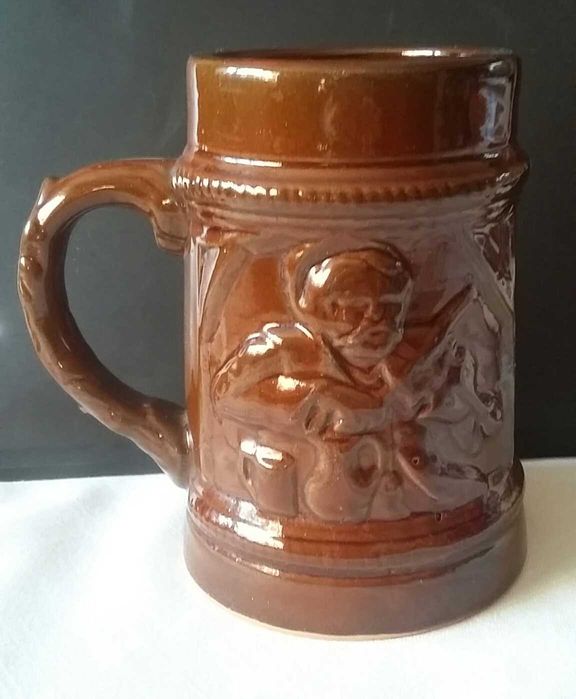 Kufel ceramiczny brązowy PRL