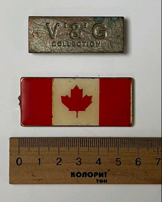 Металеві лейби V&G (5 см), прапор Канади (6 см)