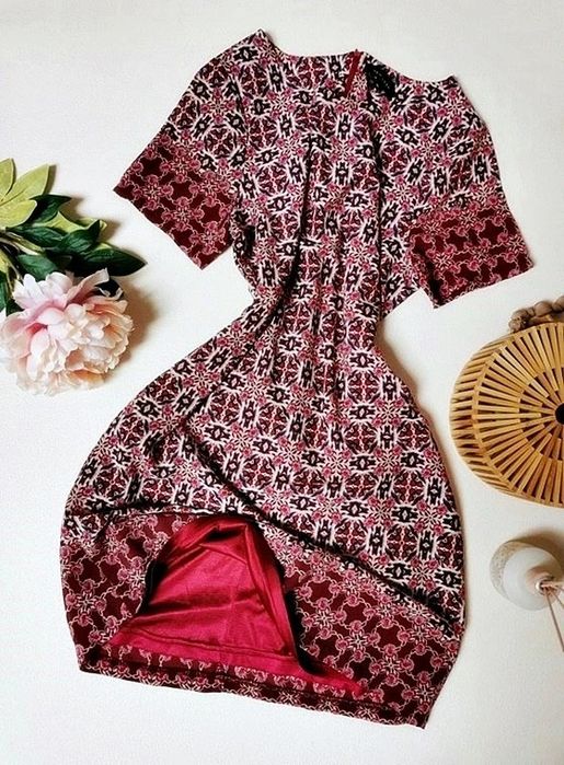 New Look Krótka Sukienka Trapezowa Wzory Boho Hippie Etno Aztec Retro