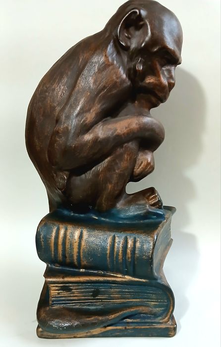 Винтажная большая керамическая копилка Обезьяна Дарвина 37 см