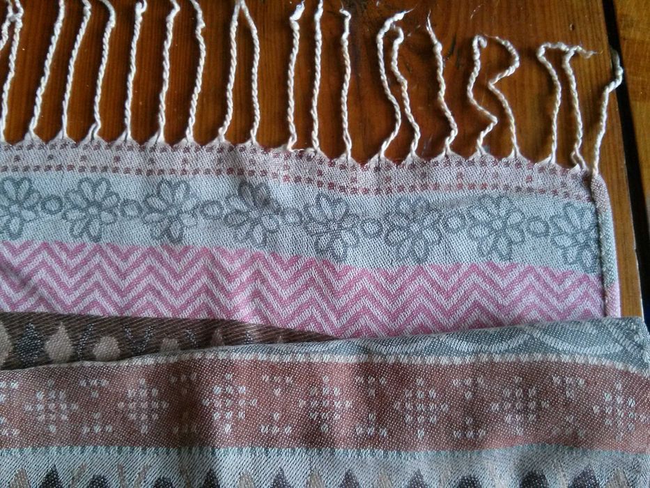szal damski kolorowy z kaszmirem, hand made