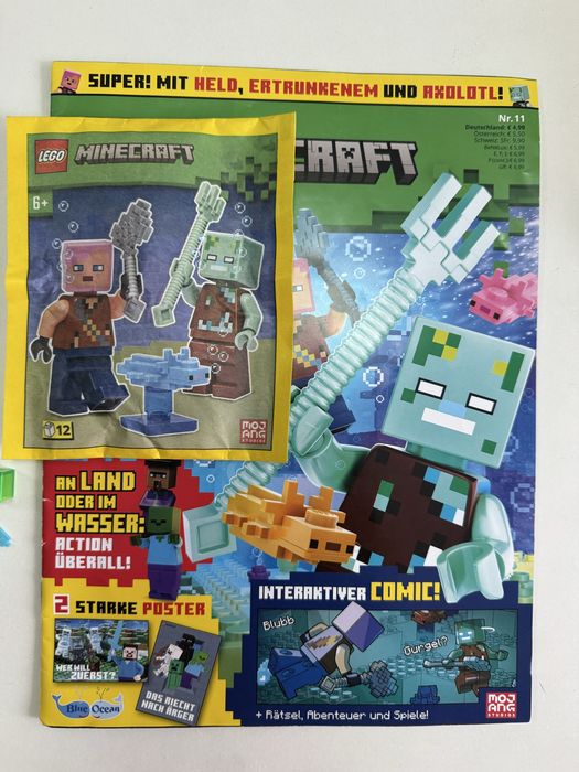 Журнал lego minecraft з фігурками потопельник акселотль