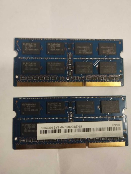 Оперативна пам'ять ноутбука SODIMM DDR3-1333 2GB Elpida 2 планки (працювали в парі)
