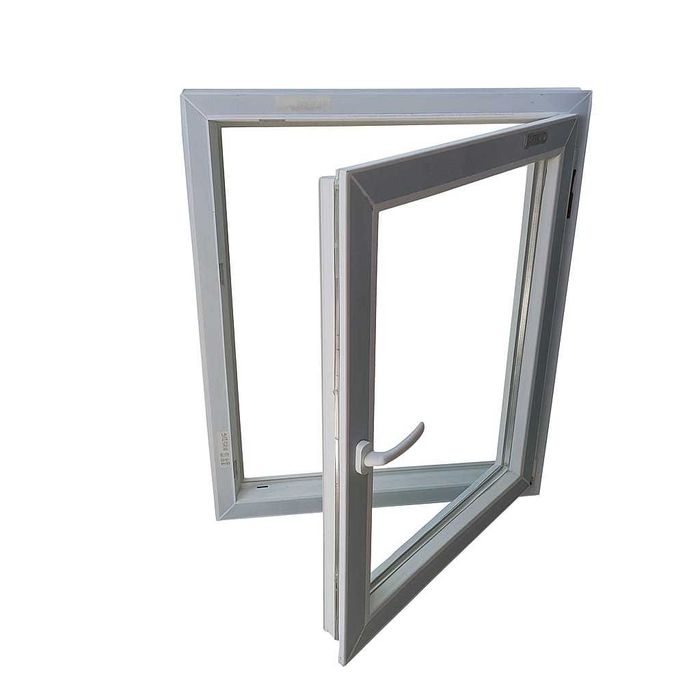 Domowe okno 90x60 białe PCV plastik szyba podwójna otwierane uchylne