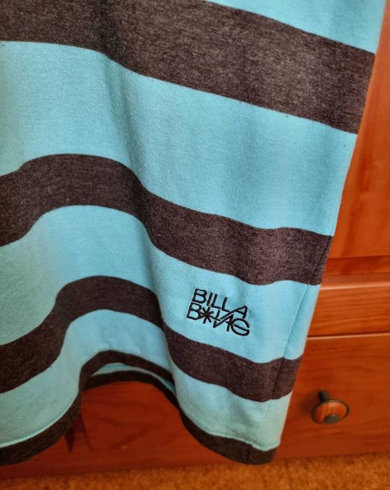 Polo azul e cinzento às riscas Billabong, tamanho M