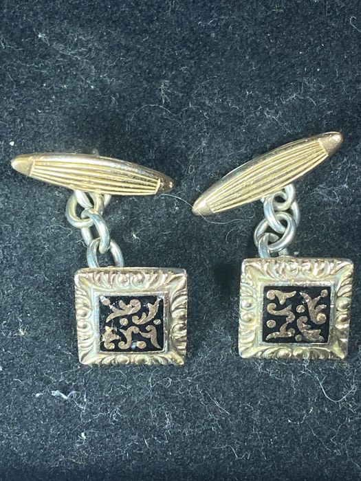 Botões de punho Platina Ouro Prata Contrastados Portugal Anos 30