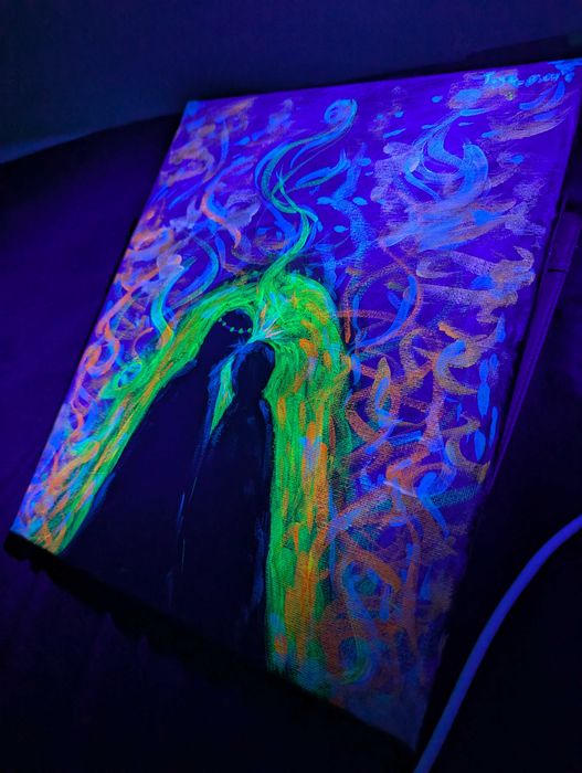 Obraz neonowy UV fluorescencyjny rękodzieło Warszawa