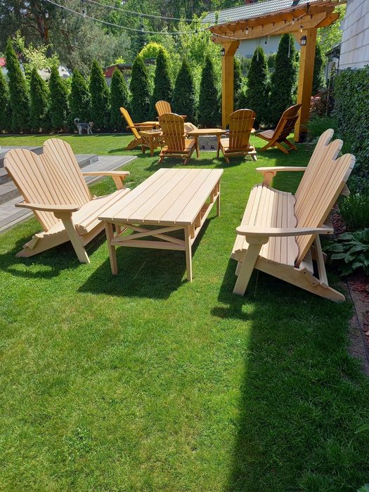 Krzesło, Fotel Adirondack 2-osobowy - drewniane, ogrodowe, taras
