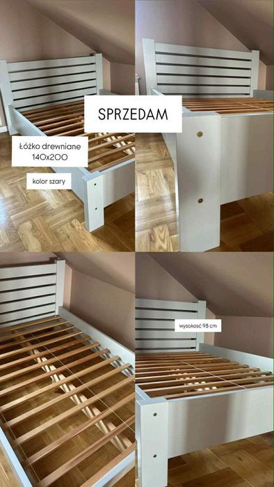 Łóżko podwojne,  drewniane, Solidne