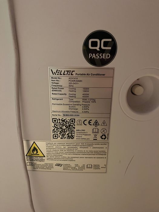 Klimatyzator przenośny Welltec Ach1414