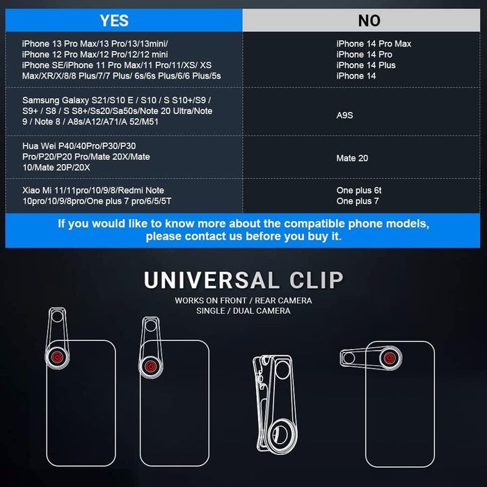 Apexel Zestaw obiektywów do telefonu 6 w 1