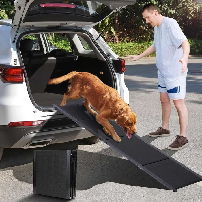 Rampa Dobrável para Cães para Carro até 70kg | Rampa Portátil Antiderrapante para Cães Médios e Grande