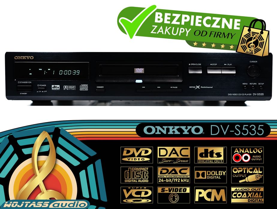 Odtwarzacz DVD/CD Onkyo DV-S535 idealny TRANSPORT *Burr-Brown 24-Bit