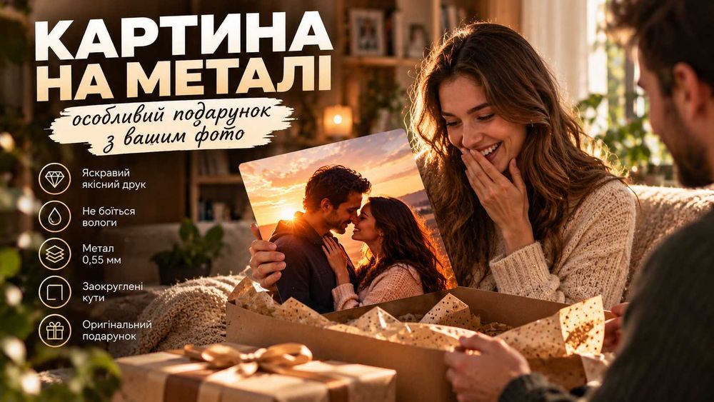 Подарунок на день народження, ювілей | Картина з фото на замовлення | Друк на металі |  Картина на металі з фото | Фотокартина на замовлення
