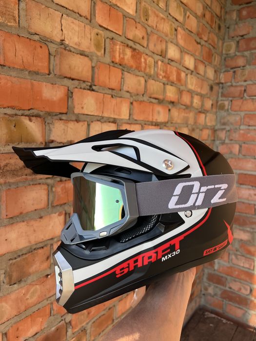 Мотошолом Ендуро Шлем Шльом Шолом Комплект Рукавиці баф  Мото