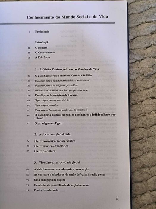 Conhecimento do Mundo Social e da Vida
para uma pedagogia da sageza
