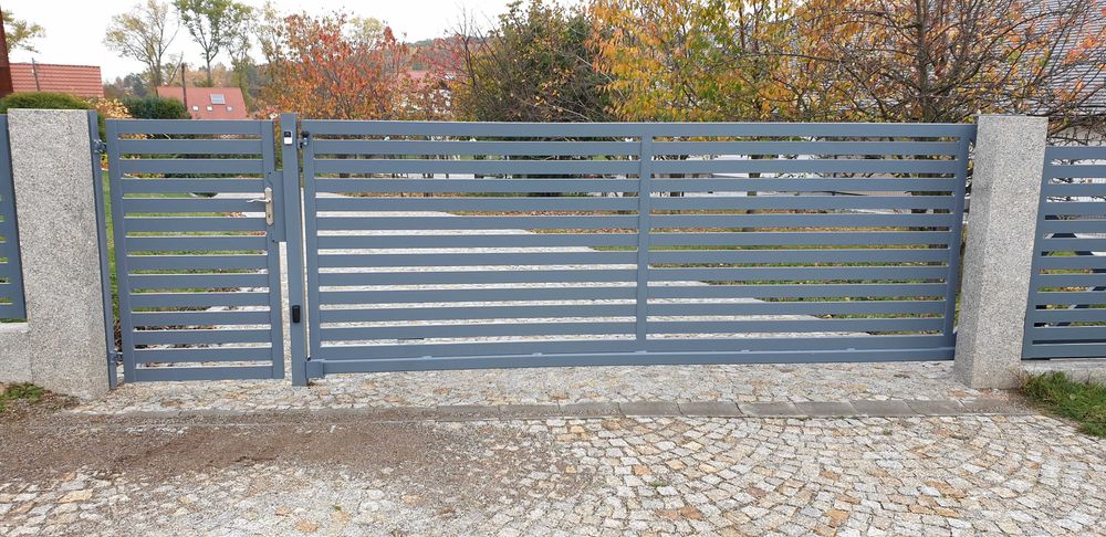 Brama przesuwna 4m/5m NOWOCZESNA poziome profile PRODUCENT