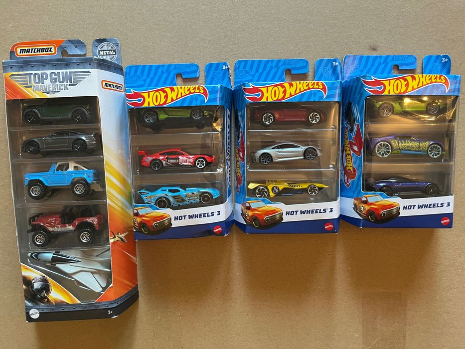 Hot Wheels Trzypak + Matchbox Pięciopak K5904 + C1817 nowy