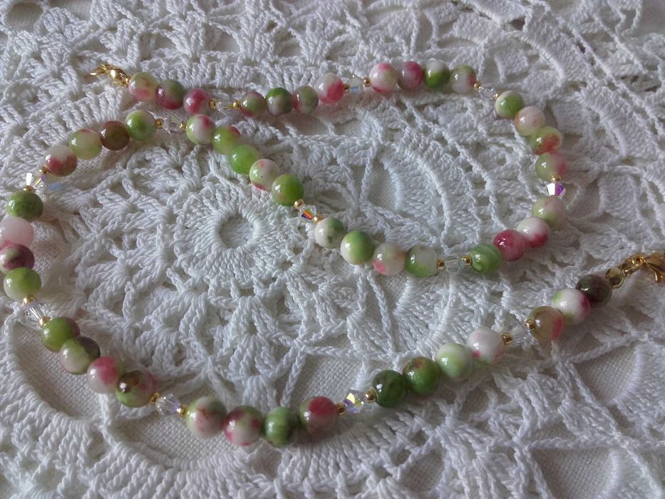 Naszyjnik jadeit kryształy swarovski