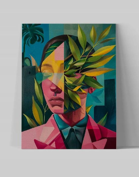 Obraz na płótnie "Kobieta roślin w abstrakcji" 45x60 cm