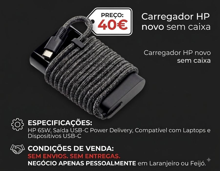 Carregador USB‑C HP 65W – Original