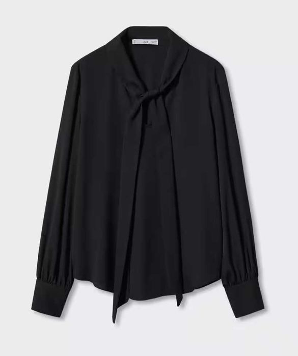 Blusa com laço, preta, Mango, nova64286383235330120