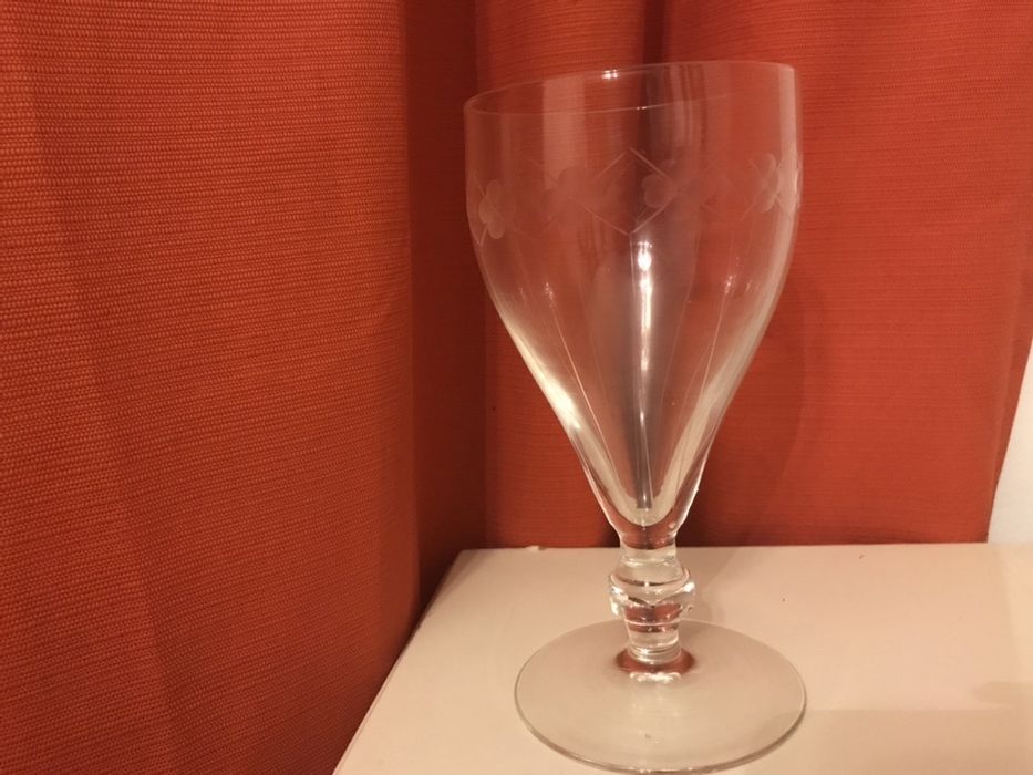 Vintage-patterned set of glasses, jugs, and wine glasses